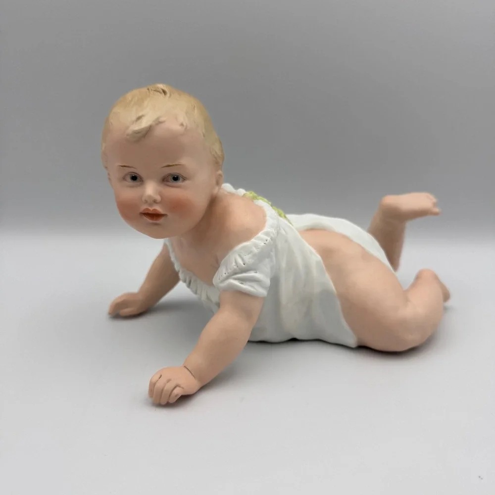Vintage Gerbruder Heubach Porcelain Bisque Baby Dolls Set German Figurines 1900s